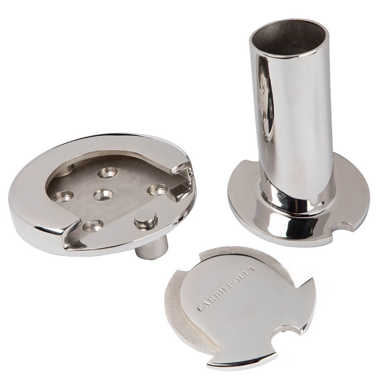 Carbiepoles™ Separating Mounting Base & Cover Plate Set 38mm/1.5" (Stainless Steel)